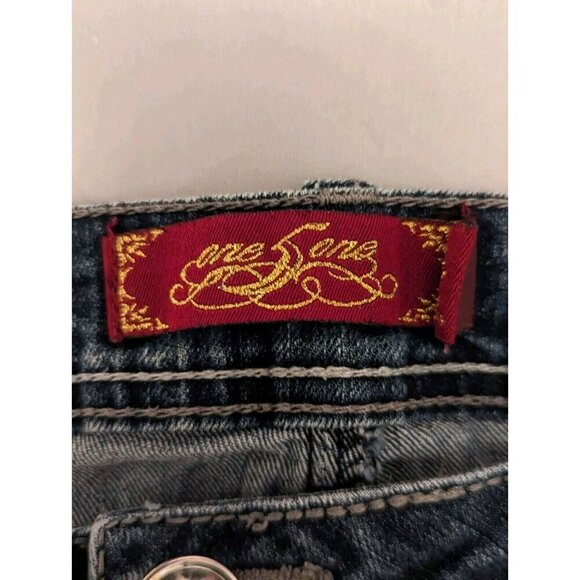 One 5 One Women's Embroidered Bling Denim Jeans Size 14 - Picture 5 of 14